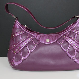 BCBG purple purse with design detail